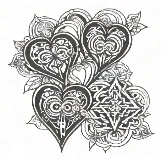 3 Hearts In A Line With Infinity Signs And 3 Dates