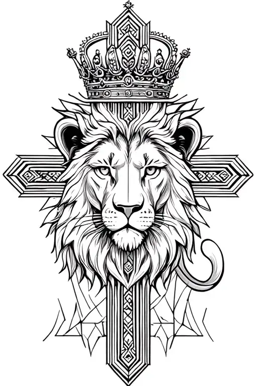 Cross With A Lion Wearing A Crown