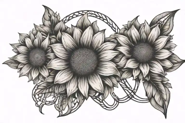 Daisies Sunflower Horseshoe Clover Cancer Ribbon