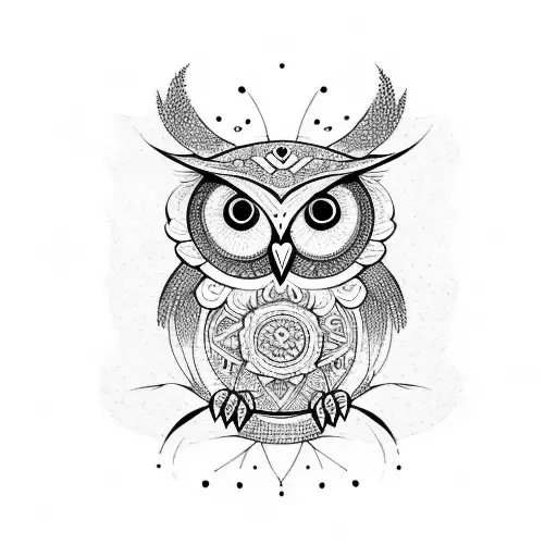 Owl With Calligraphy