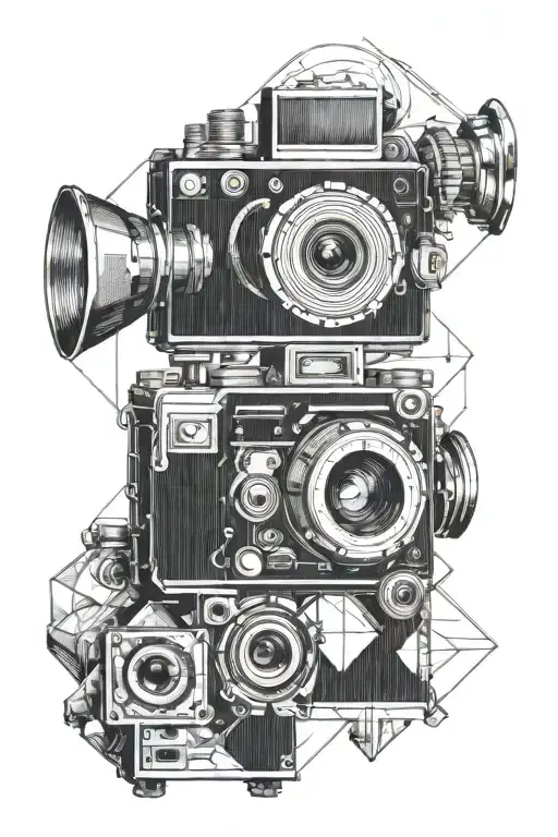 A Music Record And An Analog Camera Blending Into Each Ther