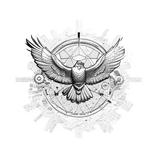 Eagle With Flying High Above The World