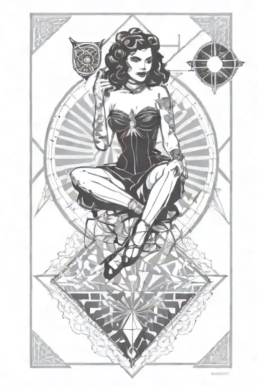 Tarot Card Featuring Pin Up Girl