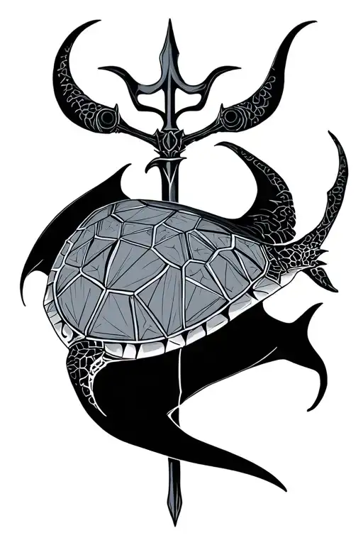 Manta Ray And Trident Poseidon Turtle