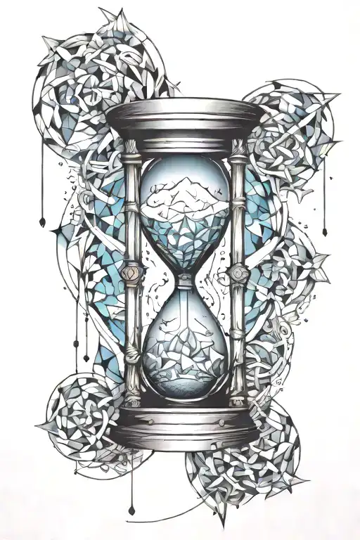 A Frozen Hourglass With Ice Crystals Floating Off It