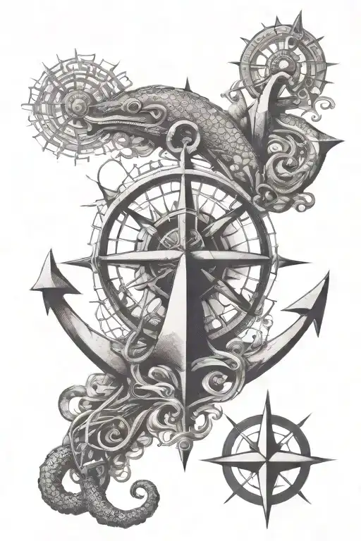 Kraken Compass And Anchor
