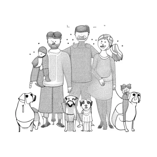 Family With Parents And Kid And Dog