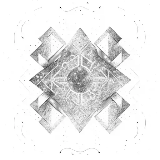 Northern Lights Combined With Nordic Protection Symbols