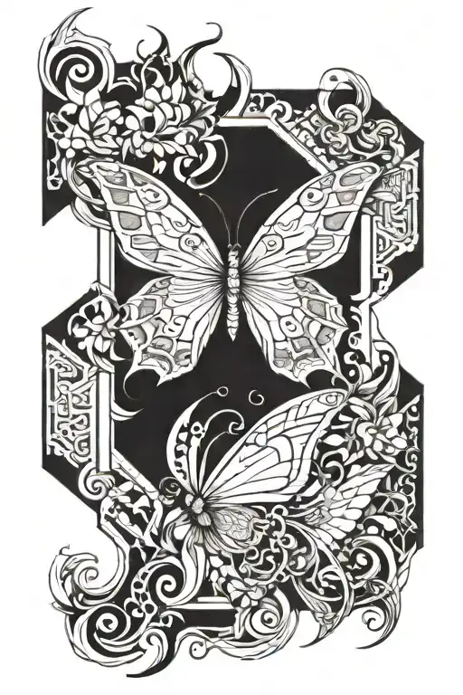 Butterfly Fire Flames Chain Wrapped