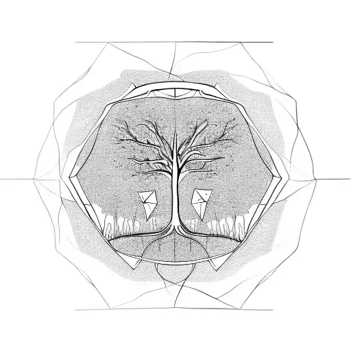 Cyrcle Tree Of Life Inside Triangles