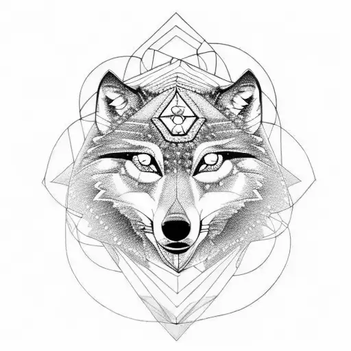 Sacred Geometry Background With Wolf Face Inside Half Wolf Face Half Sacred Geometry Wolf Face