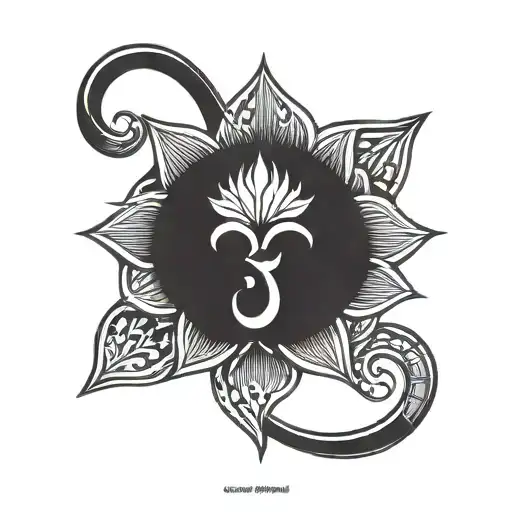 Om Lotus Trishul Trident Symbol