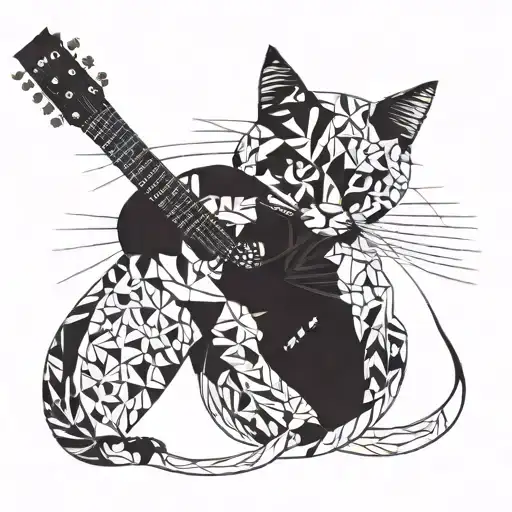 Back Cat Playing A Guitar