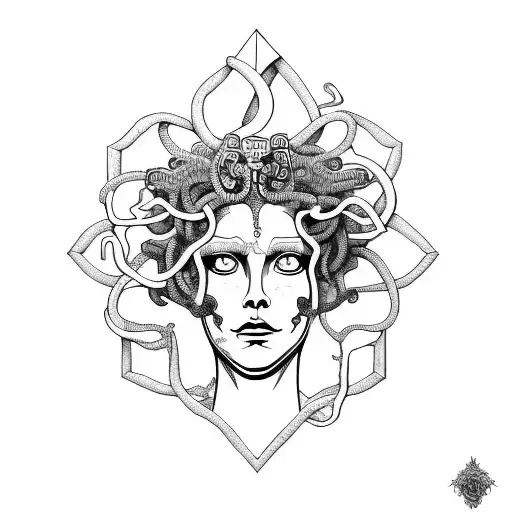 Medusa With Latin Text Memento Mori