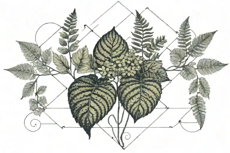 Hydrangea And Fern Leaf
