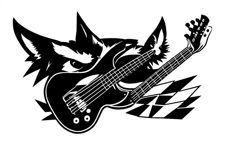 Vil Coyote Playing Bass Guitar In Black And White