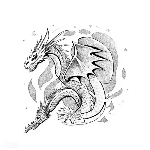 A Majestic Dragon Intertwined With Paintbrushes And Pencils