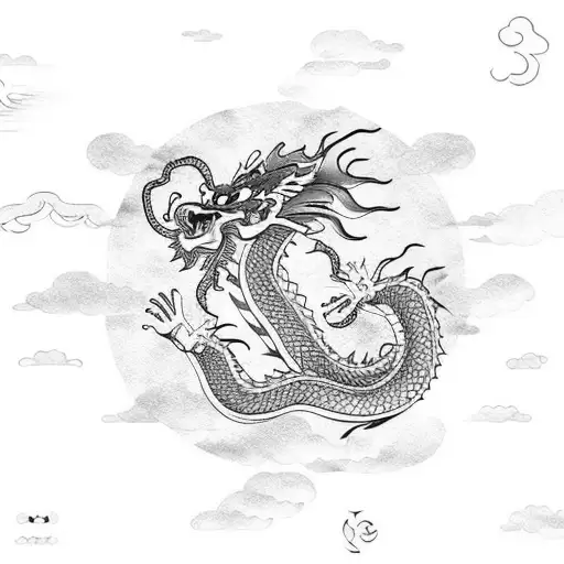Chinese Dragon & Clouds
