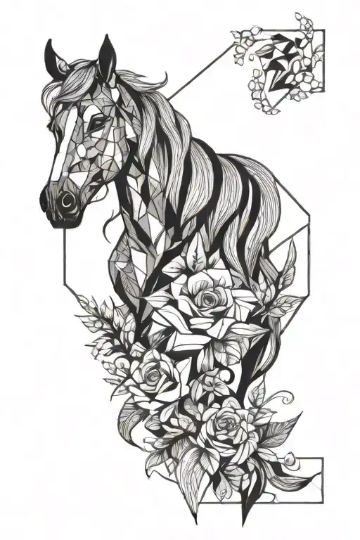 Simple Horse Head With Flowers