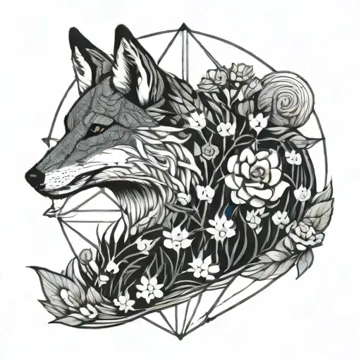 Forest Fox Wolf Falcon Sea Wave Moon Flowers Mermaid Pattern