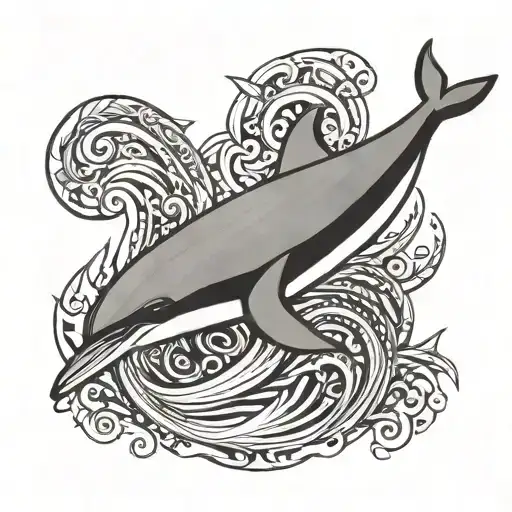 Dolphin And Anchor Ocean Waves