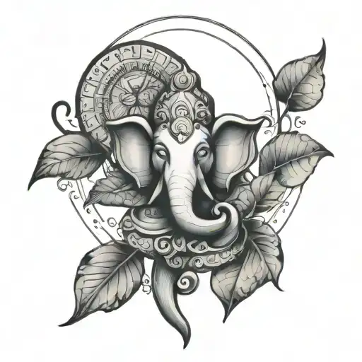 Leaves Moon Ganesh Sleeve