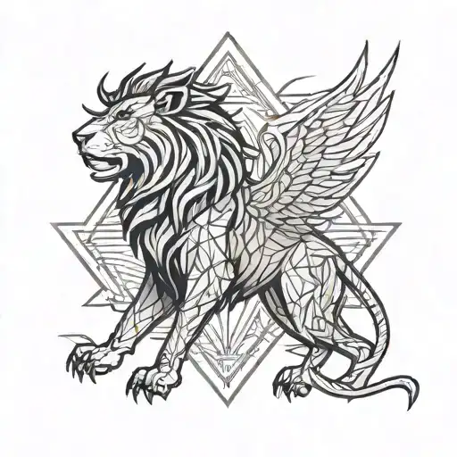Phoenix Lion And Bull Rising From Flames