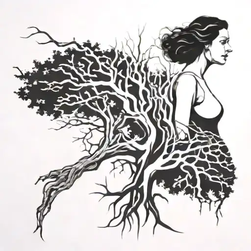 Tree Roots Rising From Woman