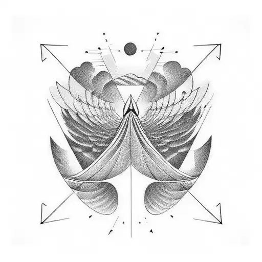 An Airplane Wing In Profile With Clouds And A Mathematical Formula Inside The Wing