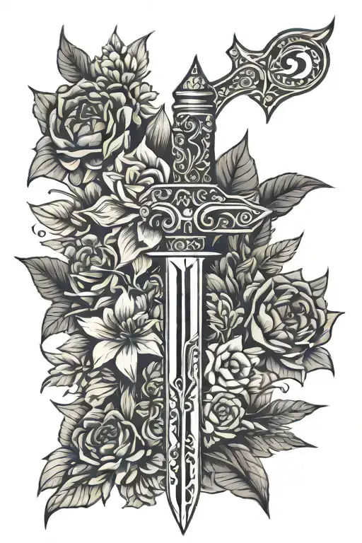 Celestial Dagger With Flowers