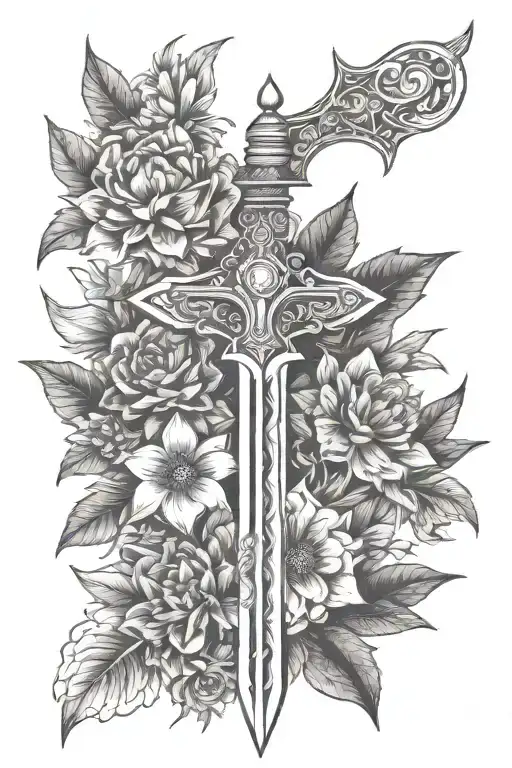 Celestial Dagger With Flowers