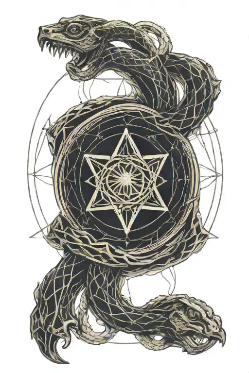 Transmutation Circle And Ouroboros Snake Shoulder