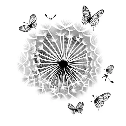 Dandelion With Butterflies