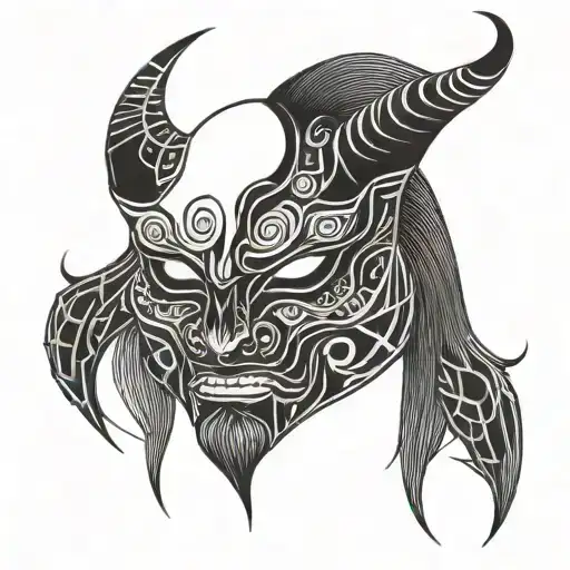 Yin Yang Oni Demon Mask
