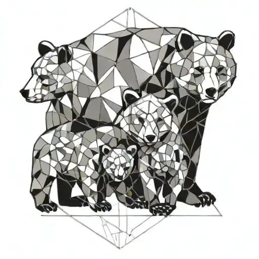 Mama Bear And Cubs Hugging Each Other