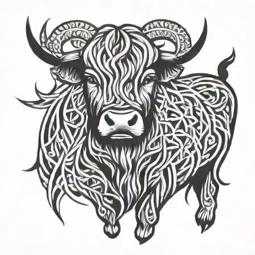 Triskele Symbol And Scottish Highland Cow