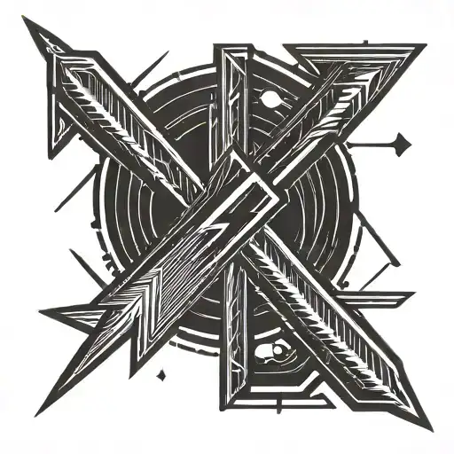 Simple Arrow And Lighting Bolt Symbol