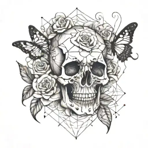 Skull Roses Butterflies Skeleton