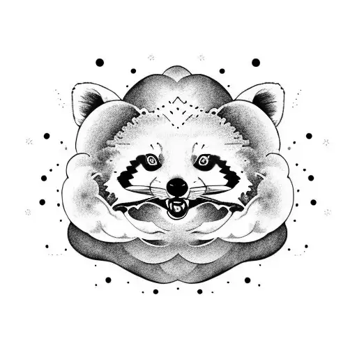 Red Panda With Tail Made Of Clouds