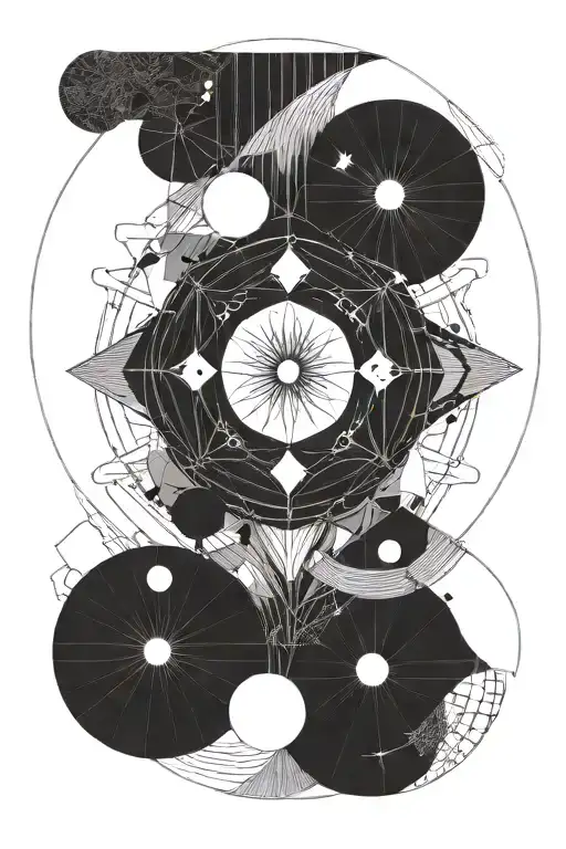 Circle With 4 Moons And In The Middle An Angel