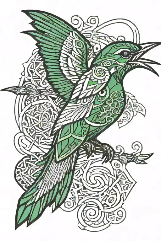 Black Raven Green Hummingbird Celtic Symbol For Grandmother