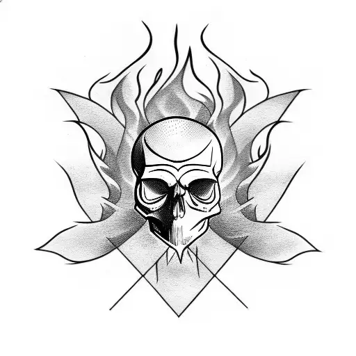 Skull With Flames And Smoke
