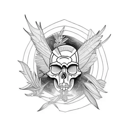 Raven Skull With Herbs