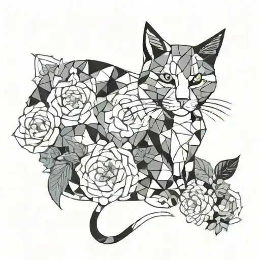 Cat And Flowers