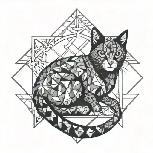 Dark Cat Lying Down Whatching The Moon Surrounded