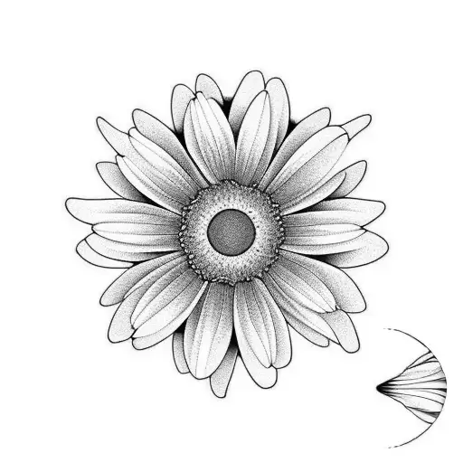 Daisy Flowers With Water Design In The Style Of Escher