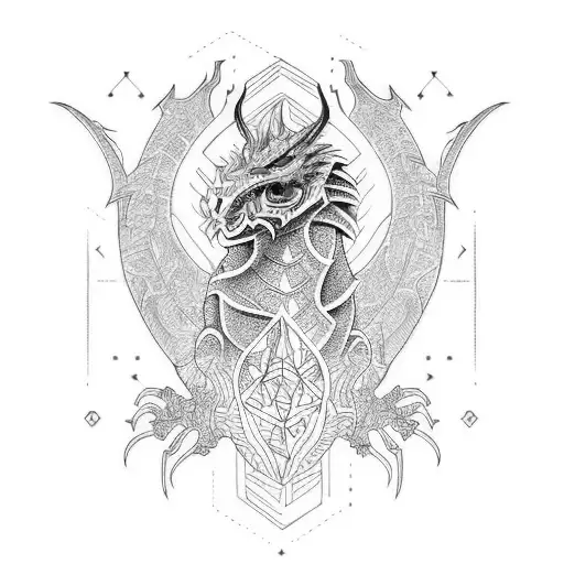 A Cybernetic Dragon With Glowing Nordic Runes Embedded In Its Body