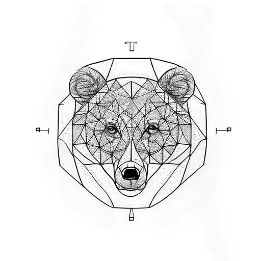 A Geometrical Tattoo Sleeve With A Bear Cub