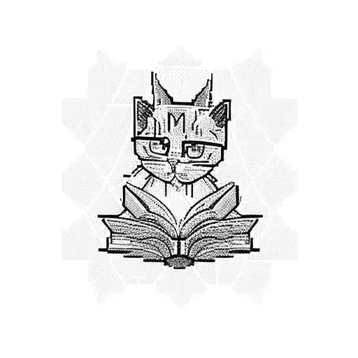 A Pixel Art Representation Of A Cat Reading A Book In A Retro Video Game Style