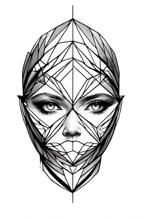 Geometric In Space With Fine Facial Lines